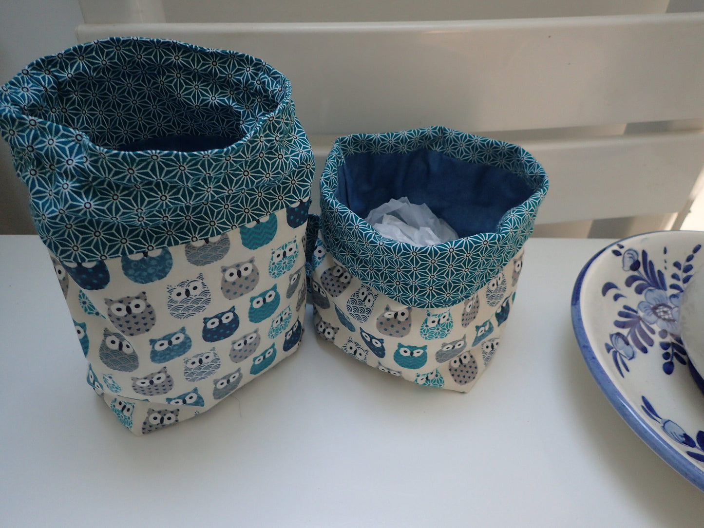Lot de 2 pochons de toilette imperméables en coton enduit