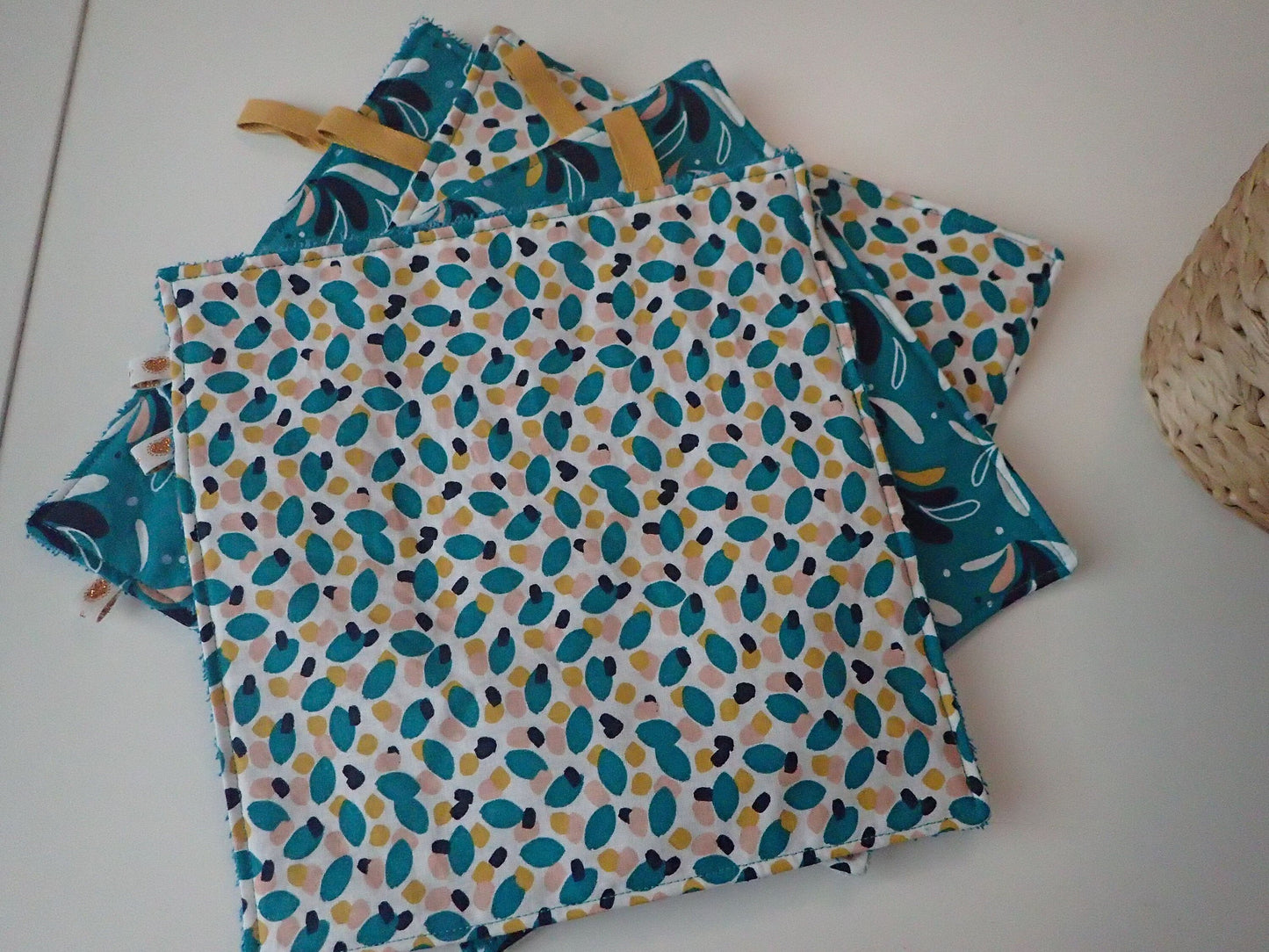 Lot de 2 essuie-tout lavables – Coton & nid d'abeille