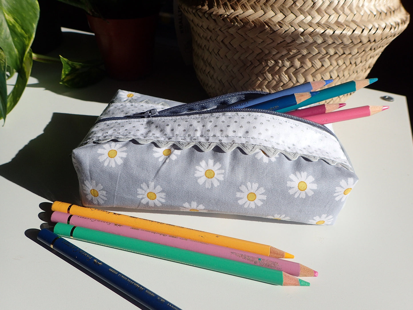 Trousse scolaire en coton – Format plat 19x10x4 cm