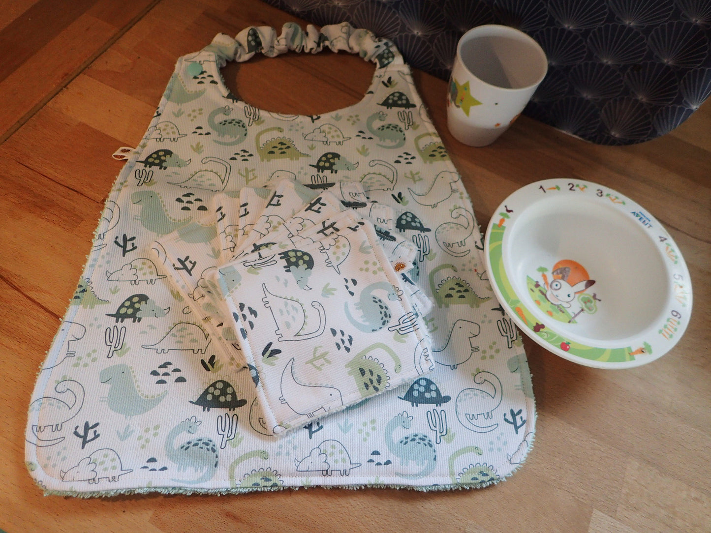 Lot 7 lingettes + serviette bébé – Coton & Éponge de bambou