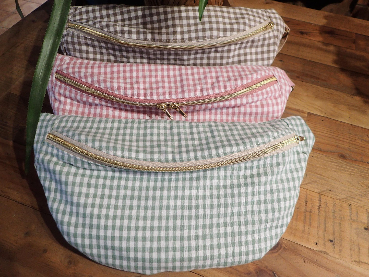 Sacs banane en coton vichy