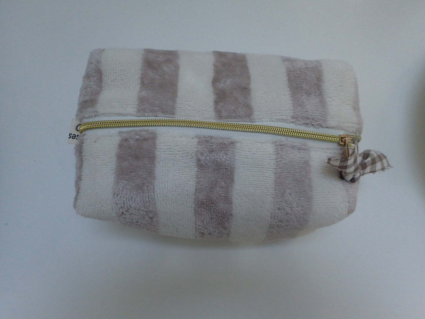 Trousse de toilette zéro déchet éponge de bambou cousue main – coloris Beige