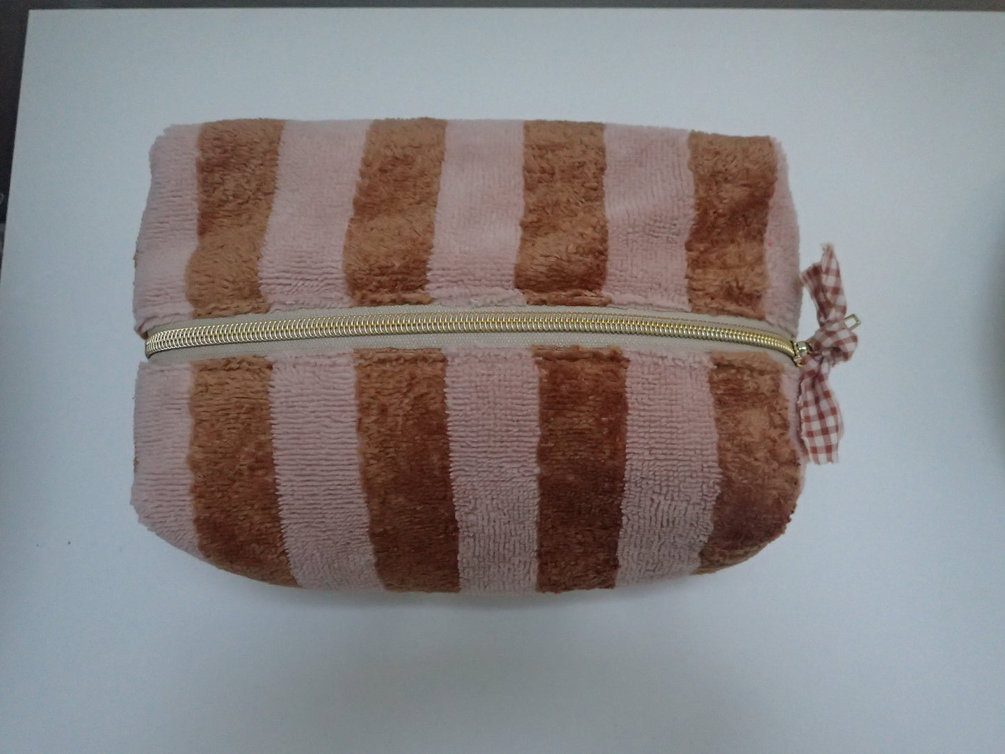 Trousse de toilette zéro déchet éponge de bambou cousue main – coloris Caramel