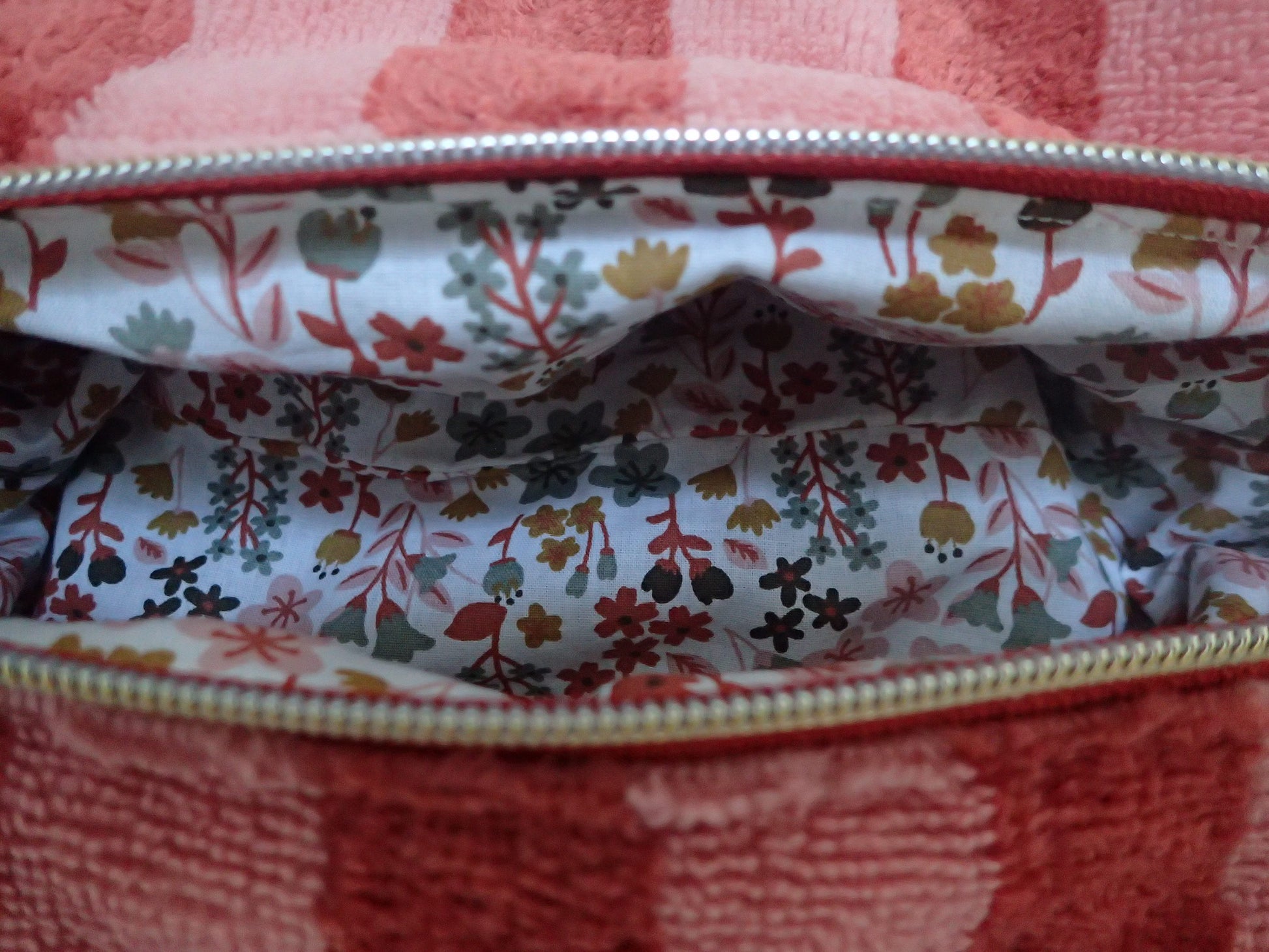 Trousse de toilette en éponge de bambou coloris Terracotta– détail doublure coton