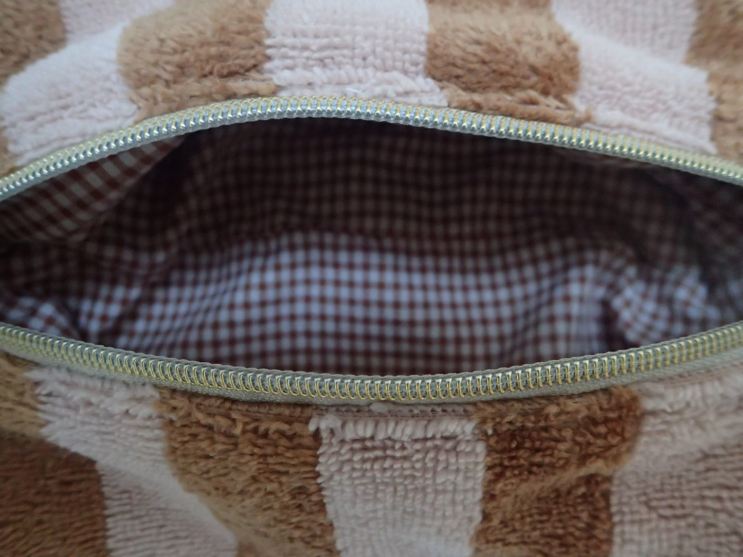 Trousse de toilette en éponge de bambou coloris Beige – détail doublure coton