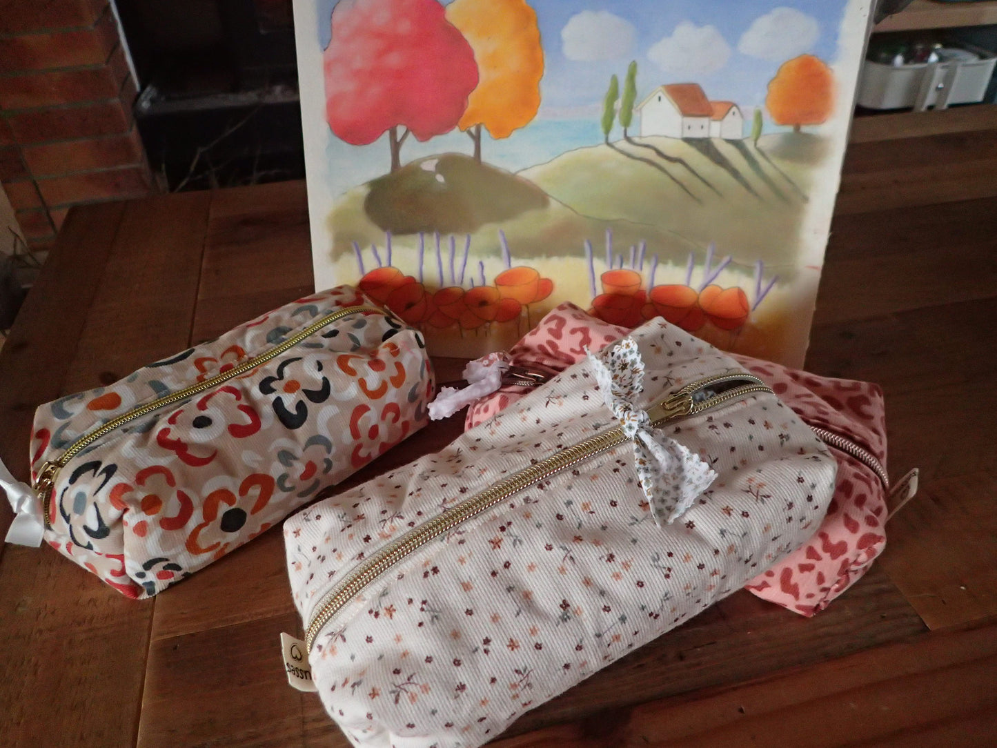 Trousse en velours fin doublée