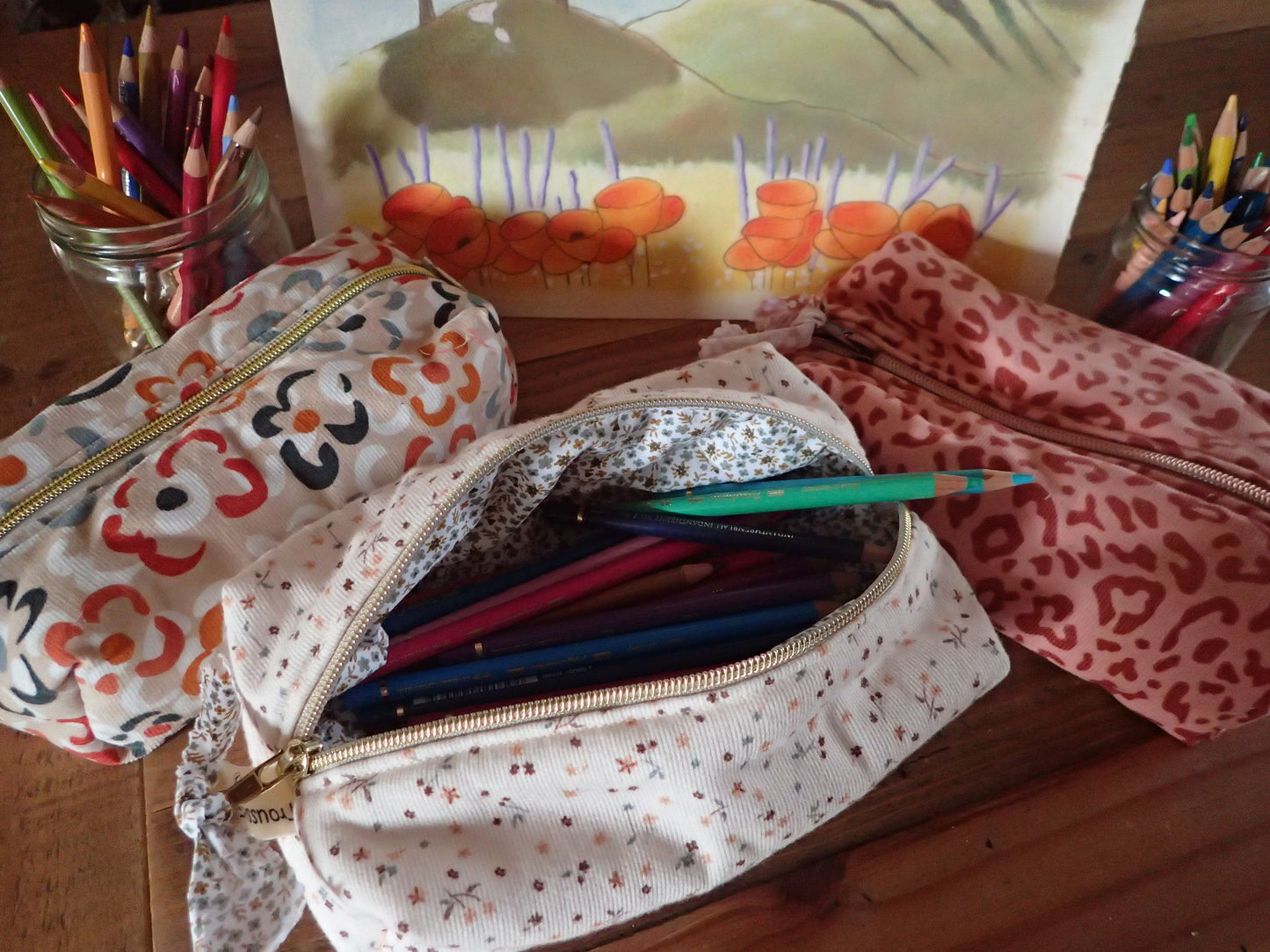 Trousse en velours fin doublée