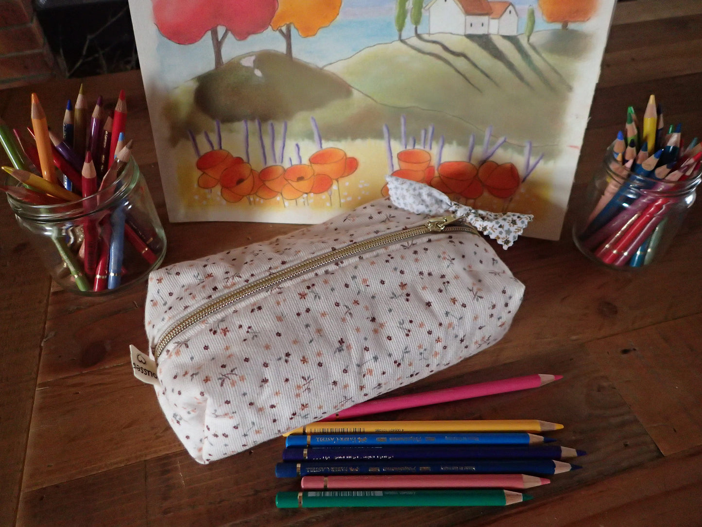 Trousse en velours fin doublée
