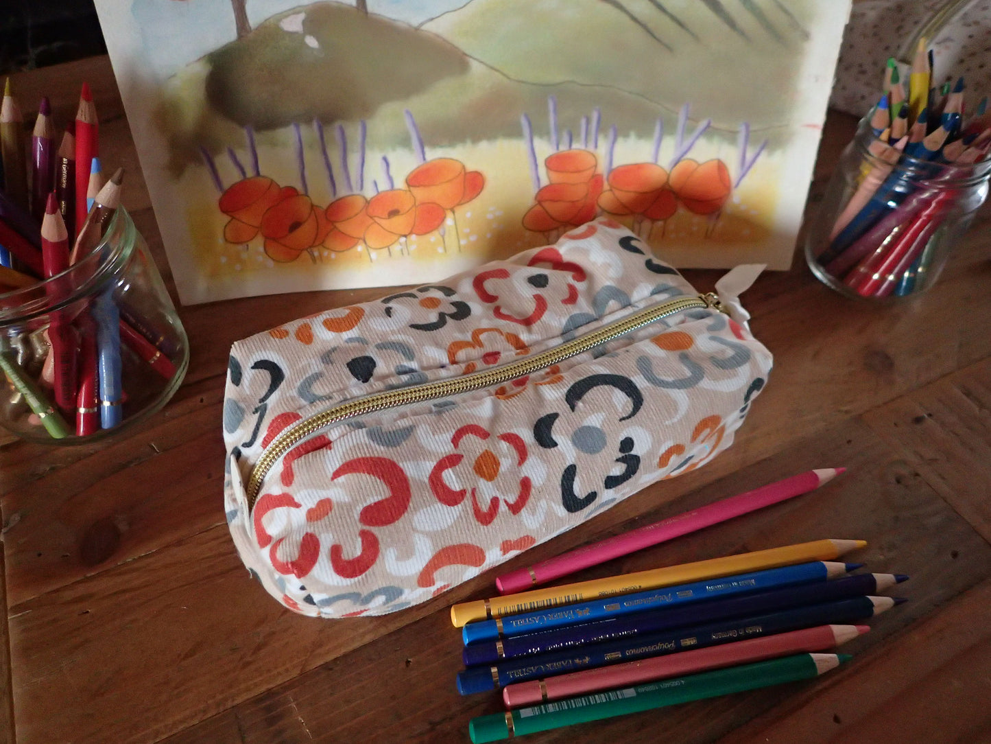 Trousse en velours fin doublée