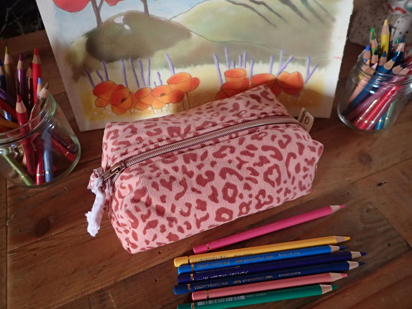 Trousse en velours fin doublée