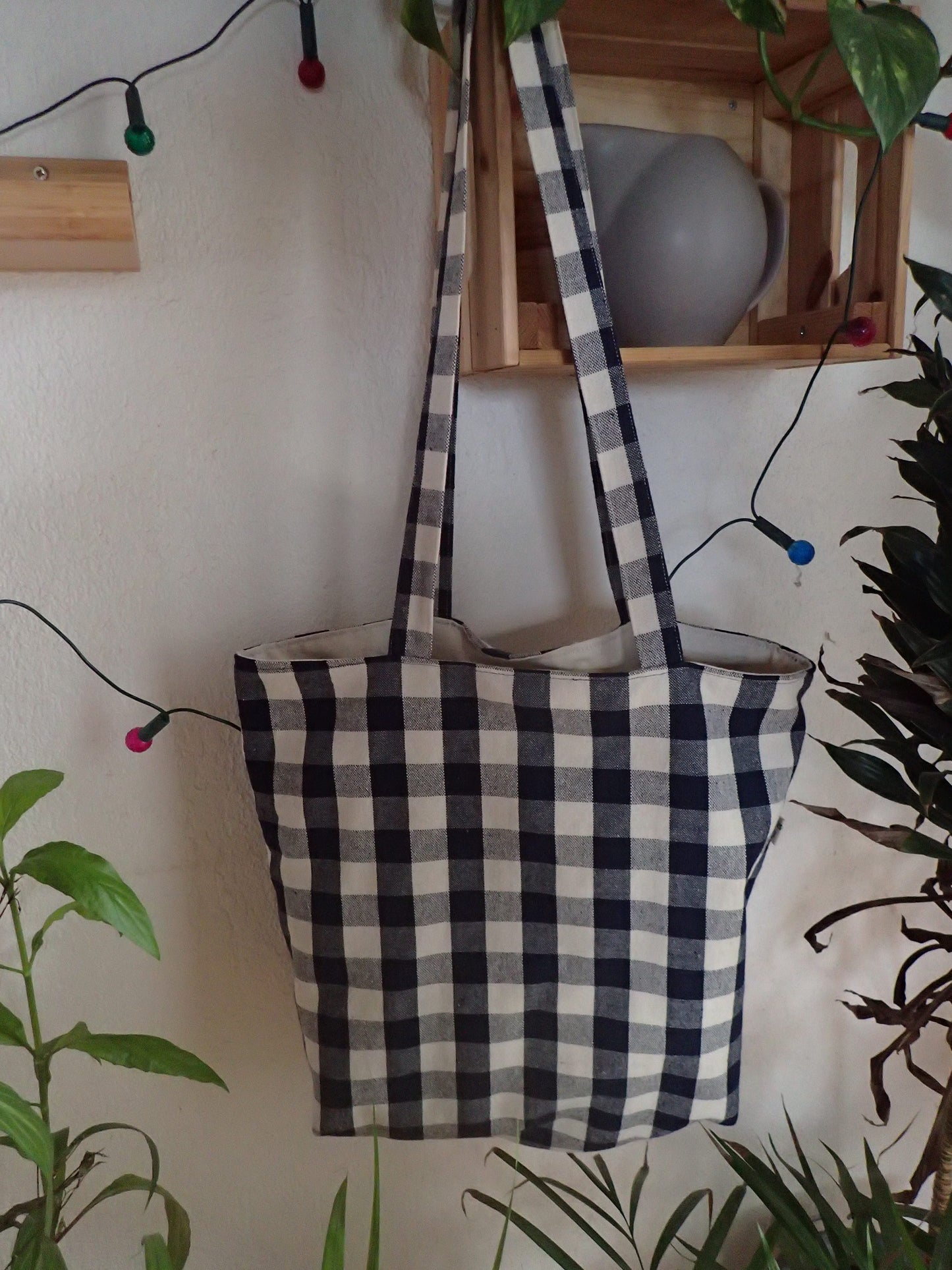 Sac cabas en coton d’ameublement – Avec pochette assortie