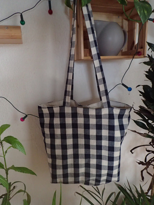 Sac cabas en coton d’ameublement – Avec pochette assortie