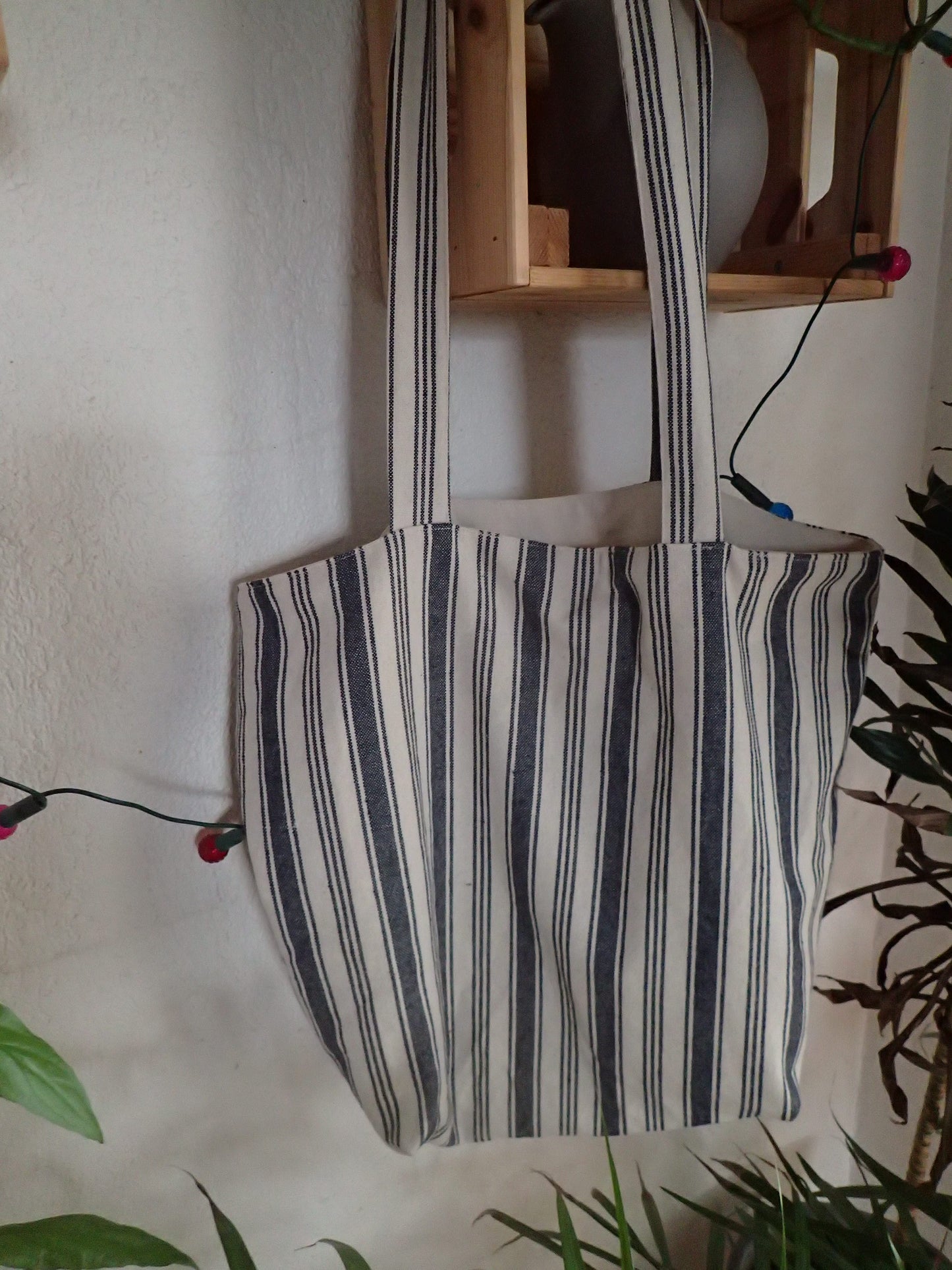 Sac cabas en coton d’ameublement – Avec pochette assortie