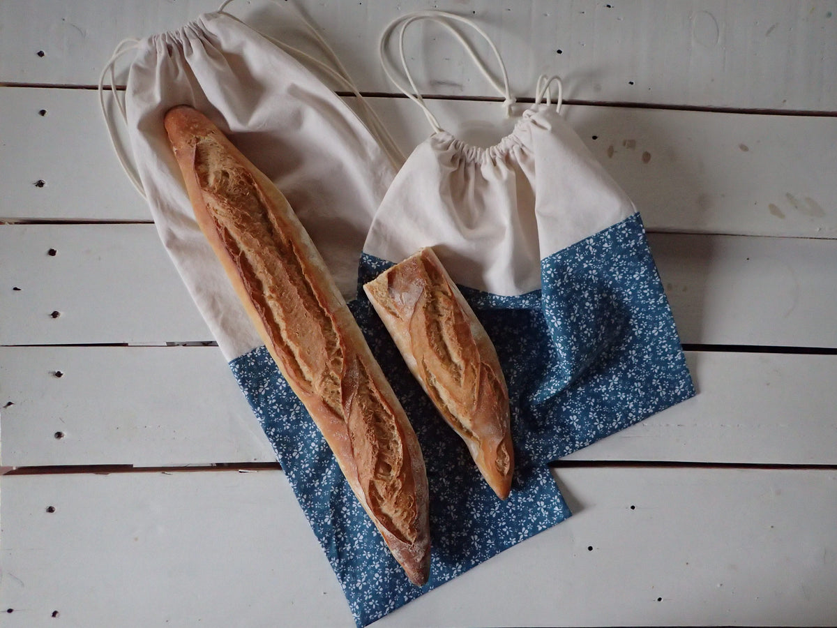 Lot de deux sac à pain en tissu - Coton contact alimentaire
