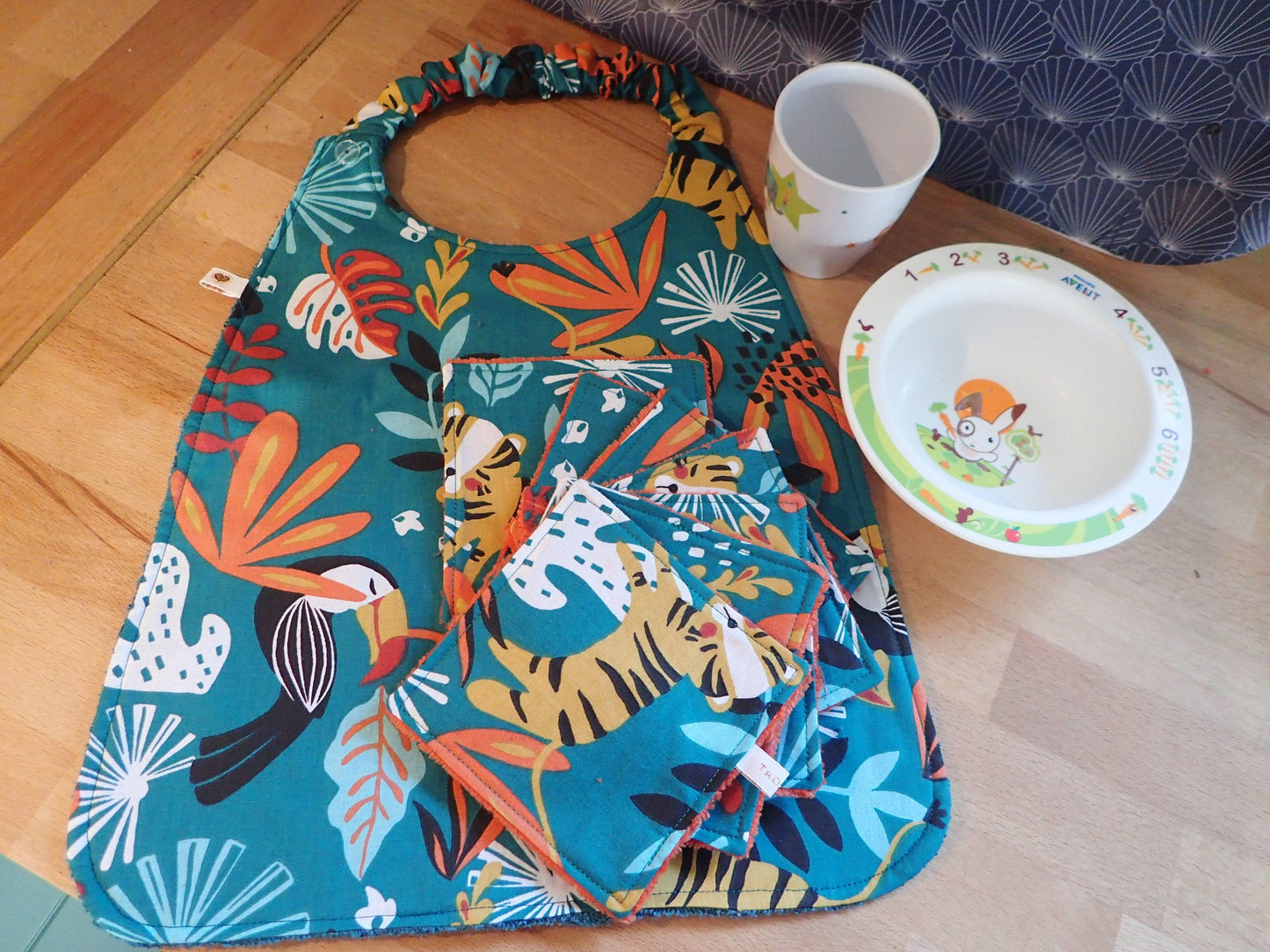 Lot 7 lingettes + serviette bébé – Coton & Éponge de bambou