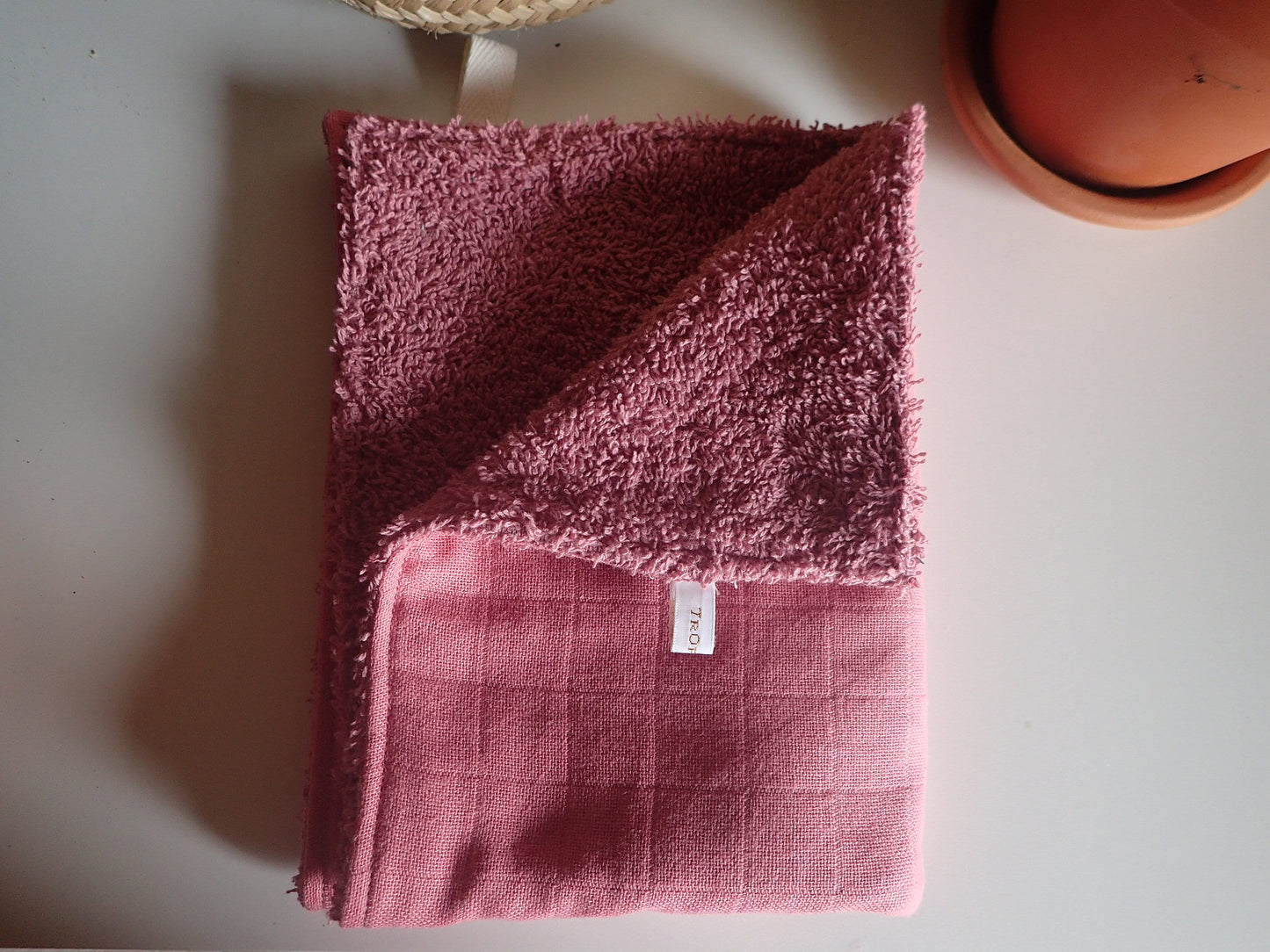 Serviette visage lavable – Éponge coton bio & lange, 30x40 cm
