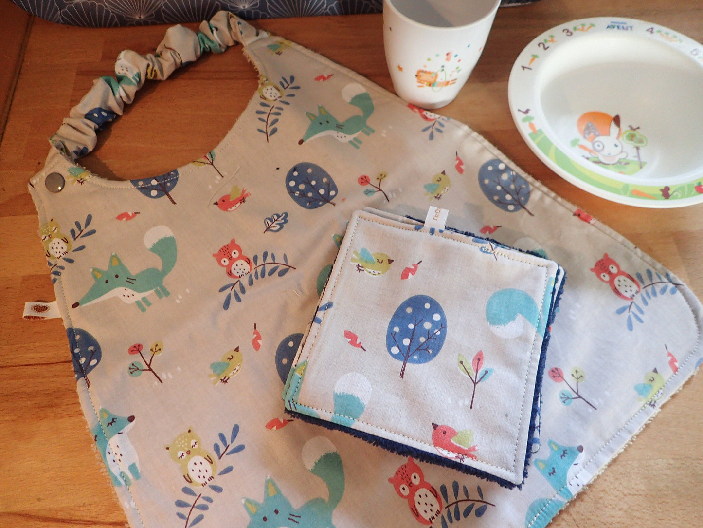 Lot 7 lingettes + serviette bébé – Coton & Éponge de bambou