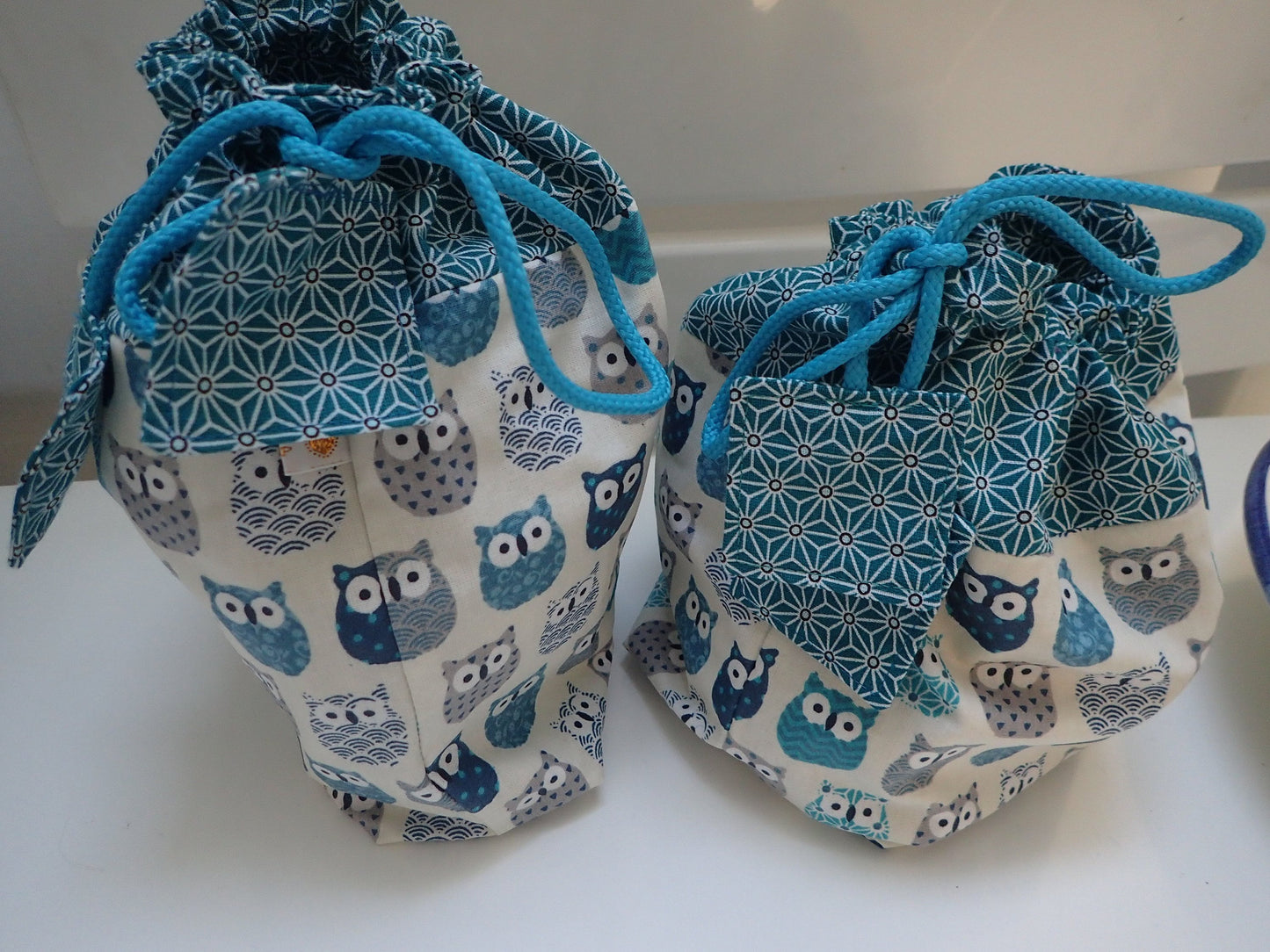 Lot de 2 pochons de toilette imperméables en coton enduit