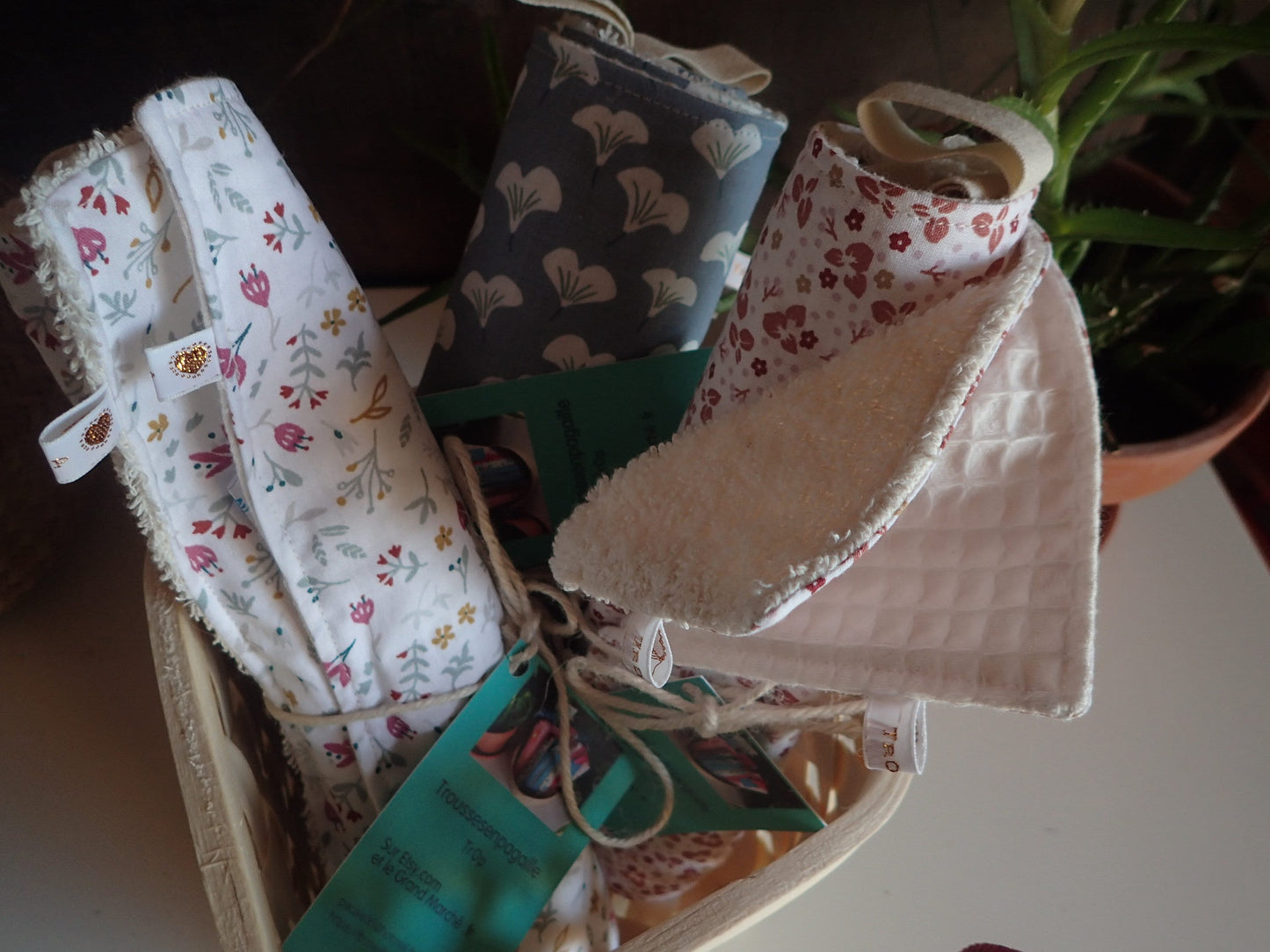 Lot de 2 essuie-tout lavables – Tissu biologique & nid d'abeille