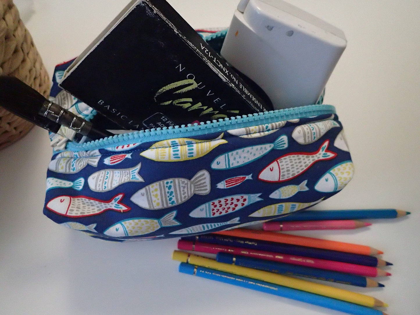 Trousse scolaire en coton avec poche intérieure – Enfants & Adultes