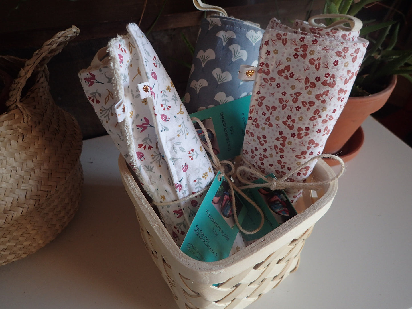Lot de 2 essuie-tout lavables – Tissu biologique & nid d'abeille