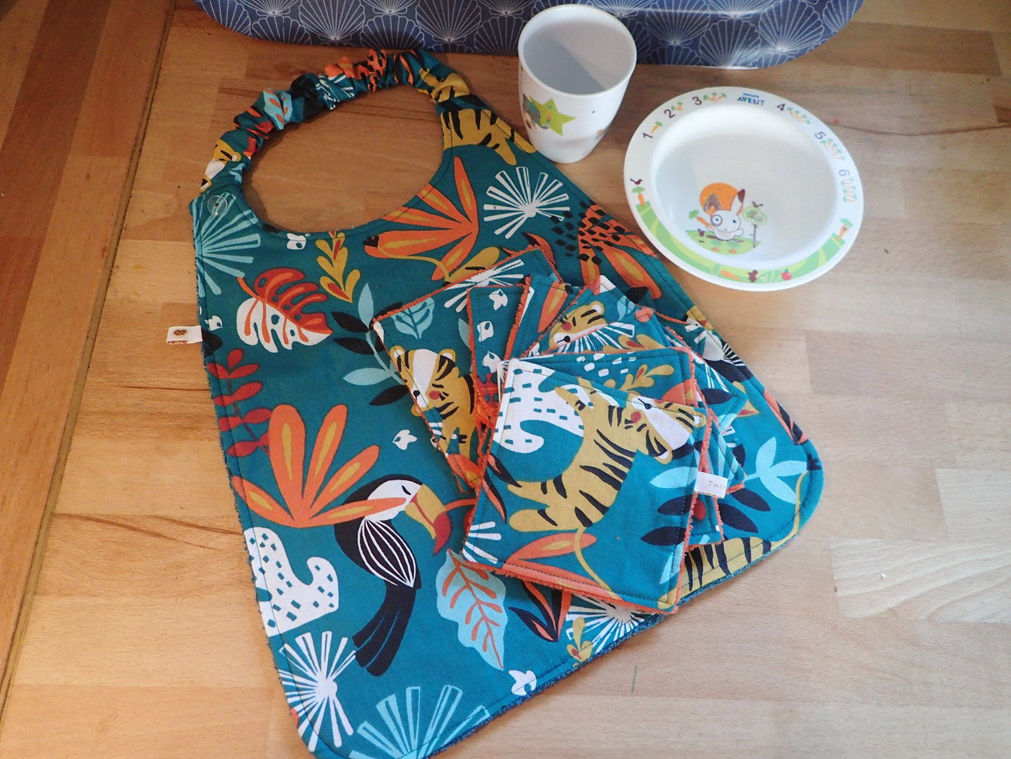 Lot 7 lingettes + serviette bébé – Coton & Éponge de bambou